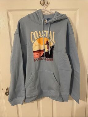 The Ragged Priest Light Blue Coastal Paradise Graphic Hoodie